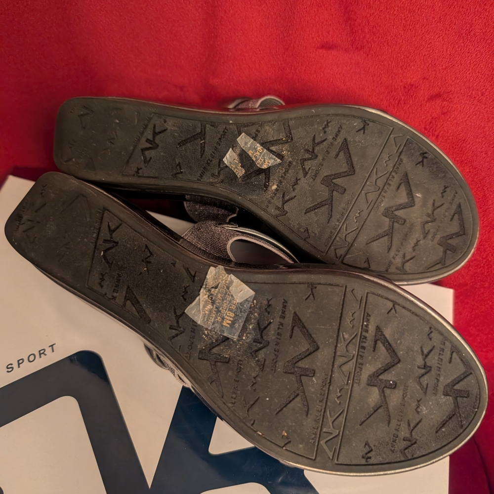 Anne Klein Metallic Gray Wedge Sandals - Picture 4 of 4